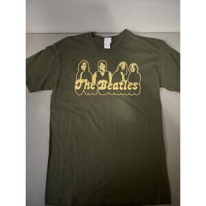 Vintage The Beatles Shirt Mens Medium Olive Green Apple Corps